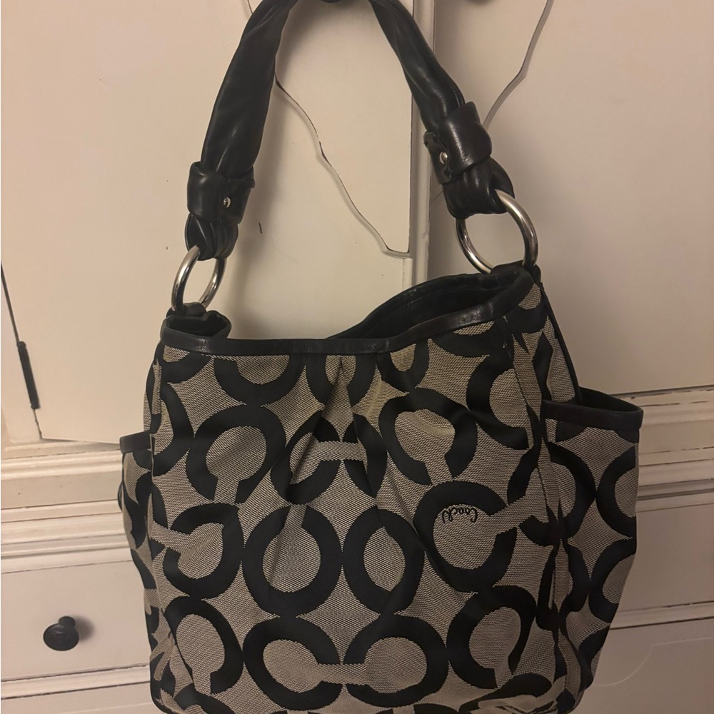 Coach Stylish Black and Gray Handbag